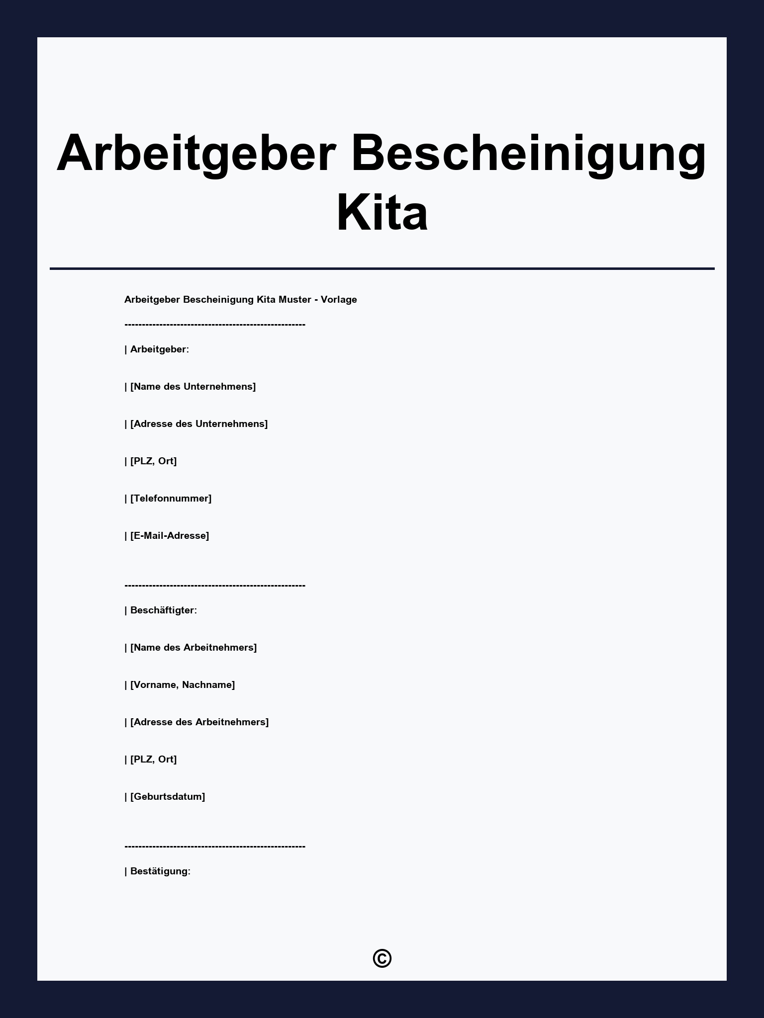 Arbeitgeber Bescheinigung Kita