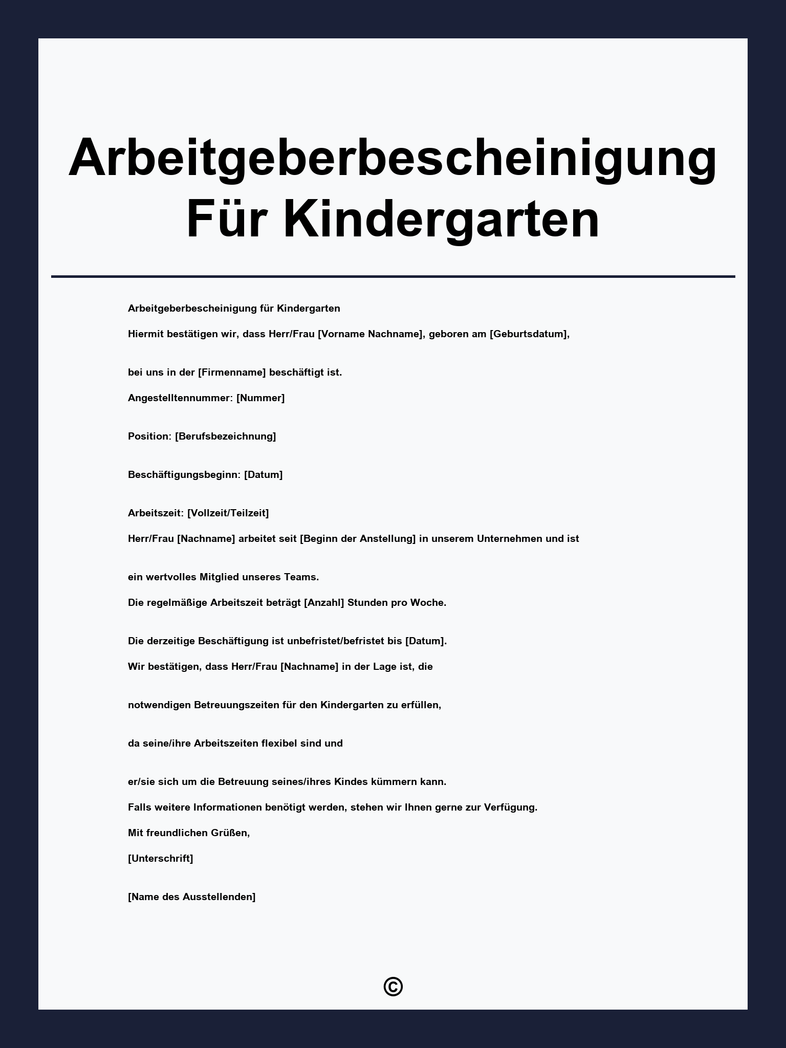 Arbeitgeberbescheinigung Für Kindergarten