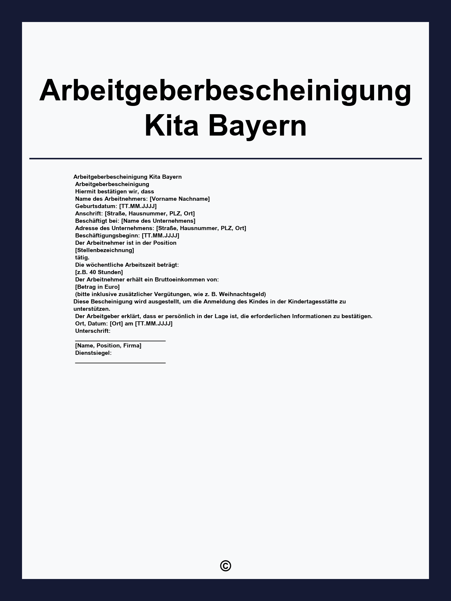Arbeitgeberbescheinigung Kita Bayern