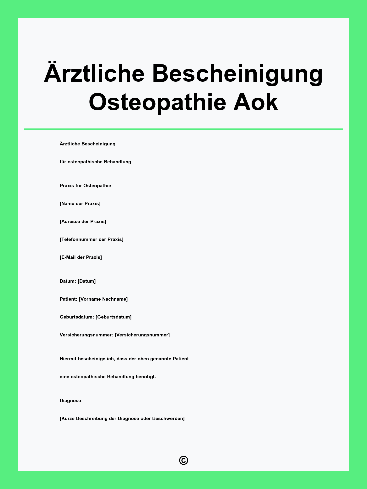 Muster Ärztliche Bescheinigung Osteopathie Aok