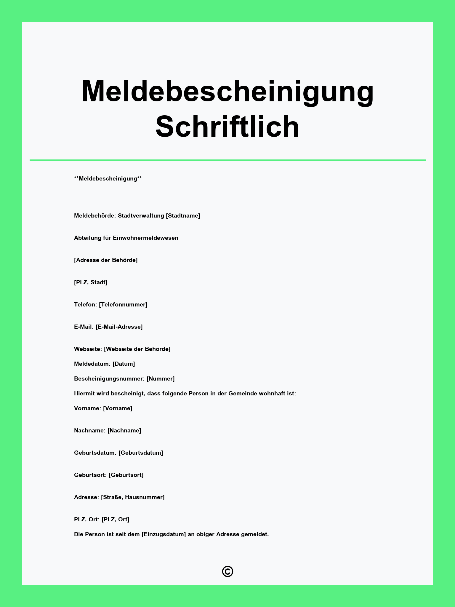 Meldebescheinigung Schriftlich Beantragen