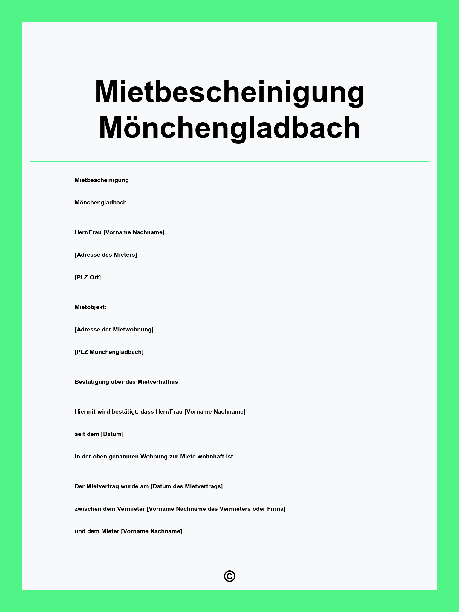 Mietbescheinigung Mönchengladbach