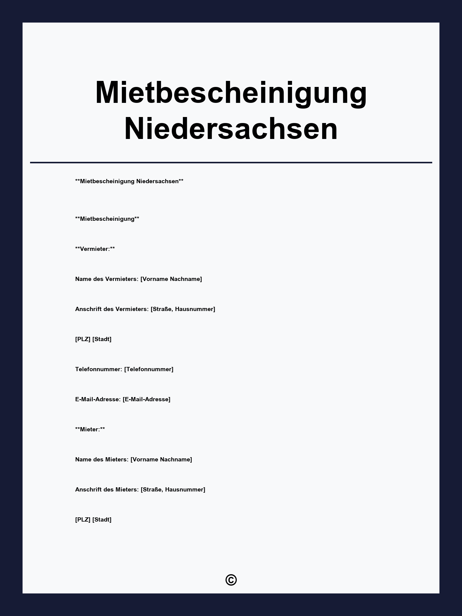 Mietbescheinigung Niedersachsen
